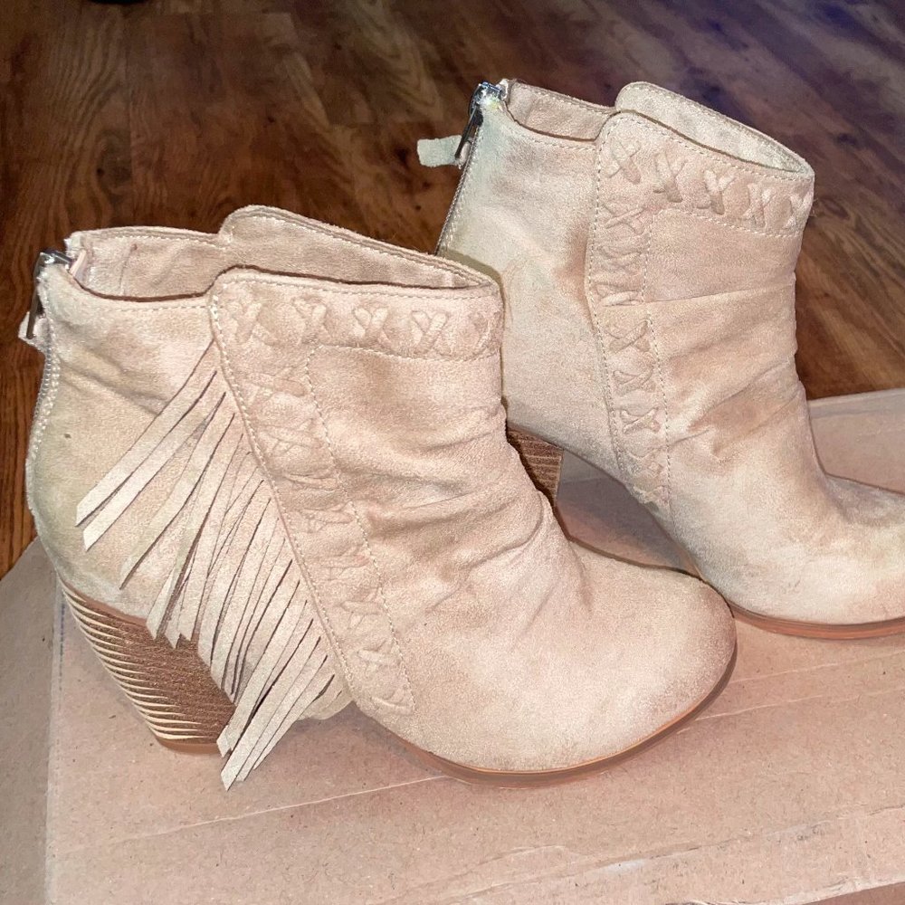 NOT RATED Tan Fringe Bootie